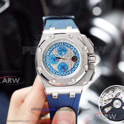 Swiss Copy Audemars Piguet Royal Oak Offshore 44mm Chronograph Watch - Blue Rubber Strap 3126 Automatic